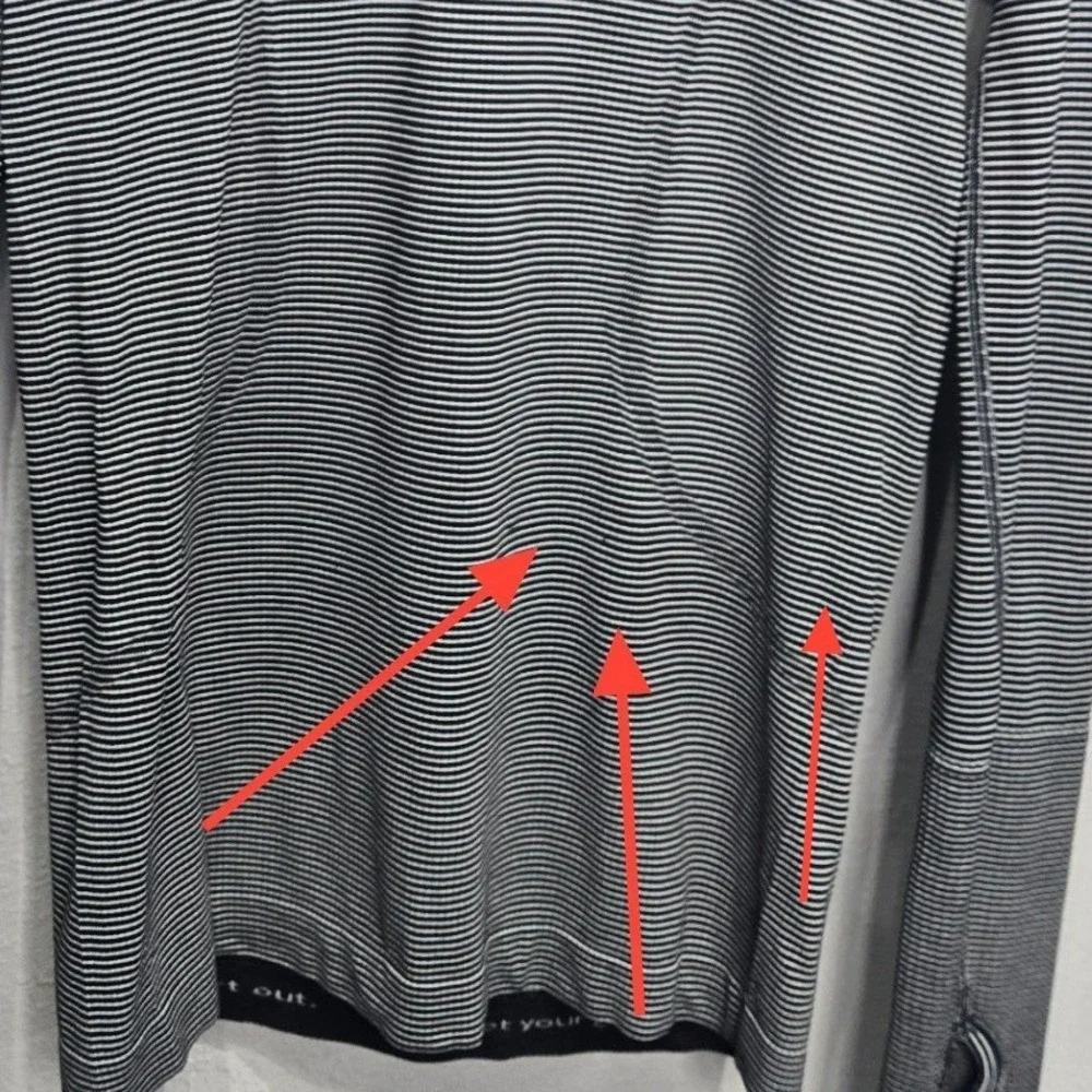Lululemon Swiftly Tech Long Sleeve Women Size 8 Black White Striped Thumbholes‎